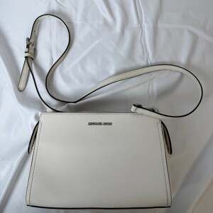 Michael Kors Selma Optic White Leather Crossbody Bag